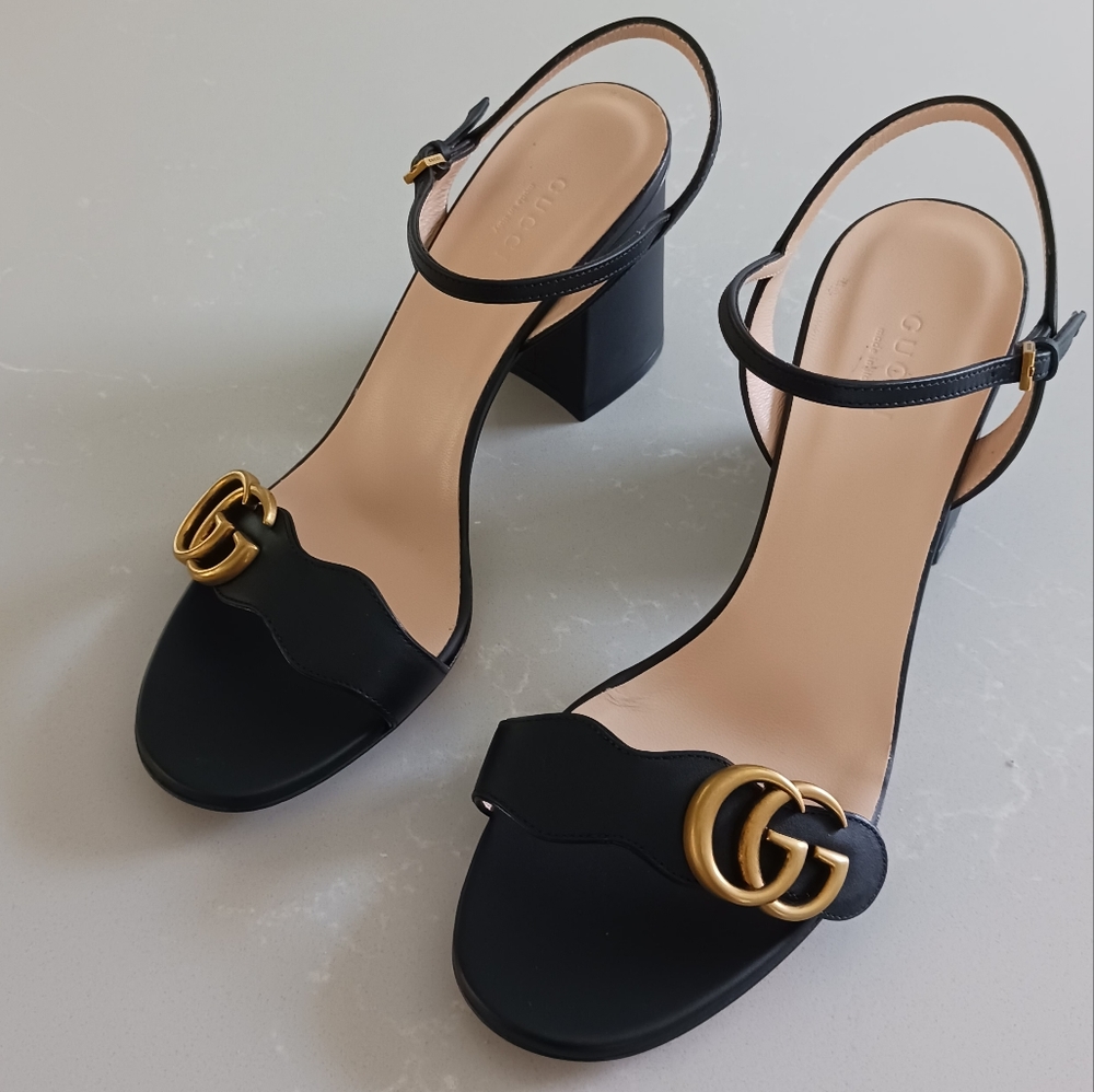GUCCI LEATHER MID-HEEL SANDAL - Picture 6 of 8
